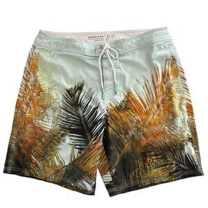 American Eagle Outfitters Men's Tropical Swim Shorts Green Orange